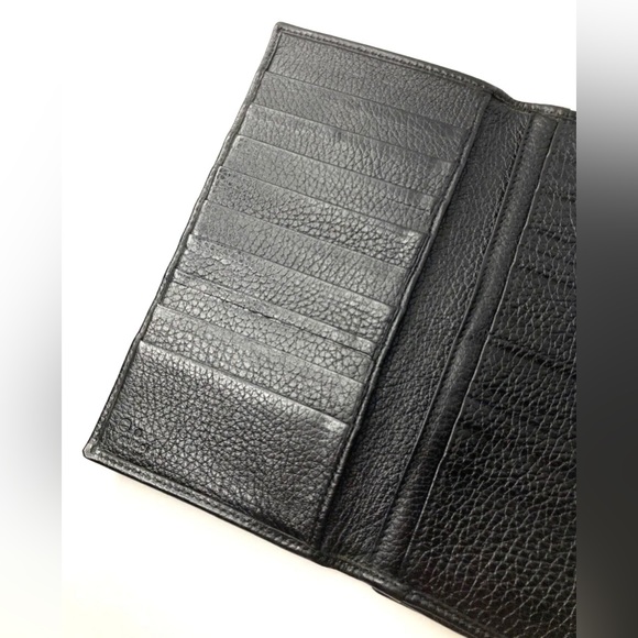 GUCCI VINTAGE GUCCISSIMA GG CANVAS LEATHER LONG WALLET BLACK - Picture 10 of 16